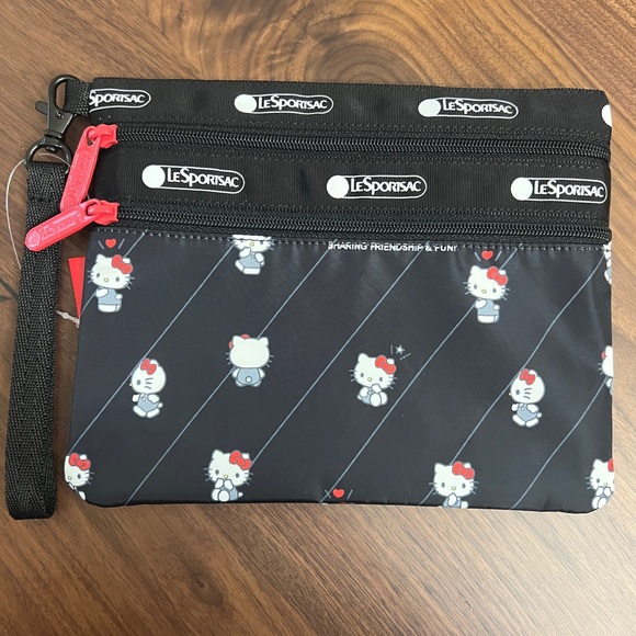 Hello Kitty Black Wristlet double zipper - Picture 1 of 5